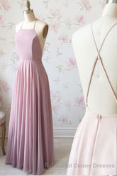 Cute Spaghetti Straps Sleeves Simple Long Semi Formal Prom Dresses For Girls